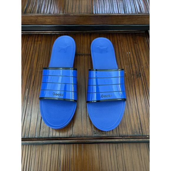GOATS Black/Blue Stripe Comfortable Slip On Slide Sz 9 Women New Nordstrom - Picture 1 of 5
